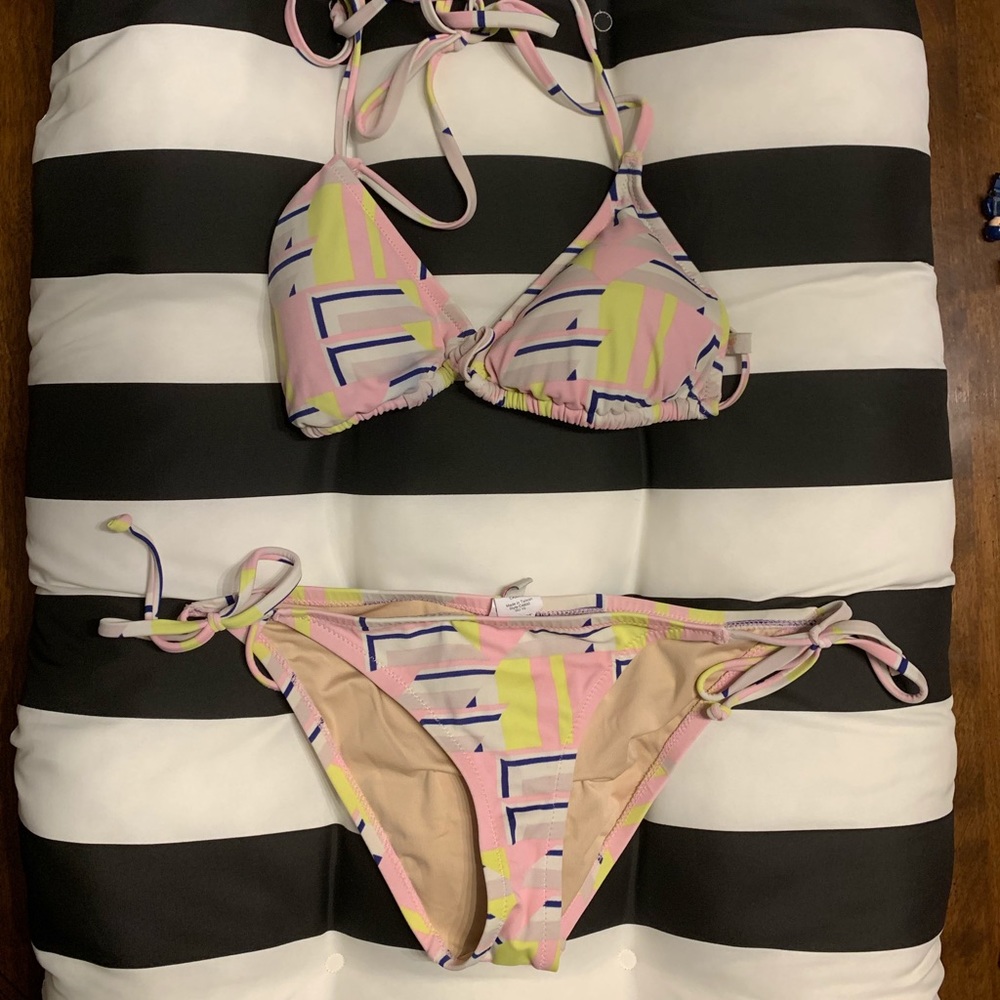 J Crew String Bikini- Geometric Pattern - image 1